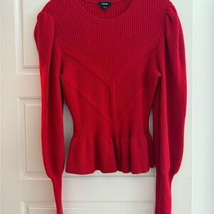 Express Red Ribbed Sweater